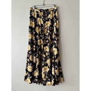 Vintage Express 90s Floral Print Maxi Skirt Womens Size Medium Button Front Boho